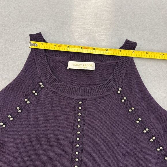 Ramy Brook Deep Purple Sweater with Stud Accents - Picture 8 of 9